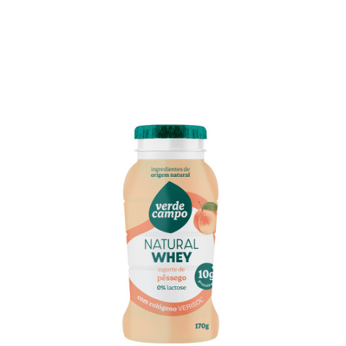 Iogurte Natural Whey Pêssego Com Adição de Colágeno Verisol 10g de Proteína Verde Campo 170g