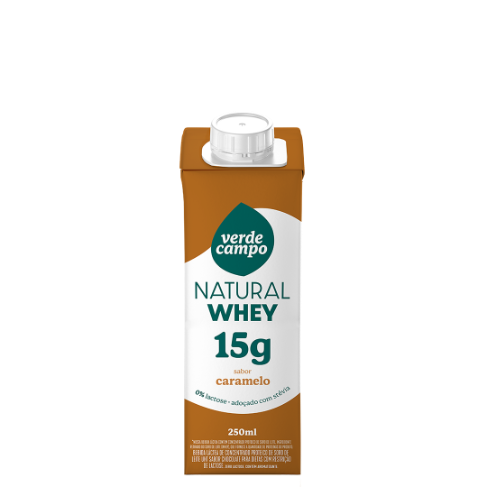 Shake Natural Whey Caramelo 14g de Proteína Verde Campo 250ml