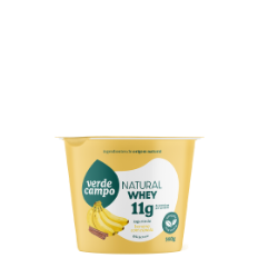 Iogurte Natural Whey Colherável Bicamada Banana com Canela 11g de Proteína Verde Campo 140g