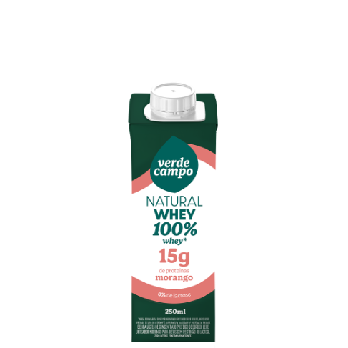 Shake Natural Whey 100% Whey Morango 15g de proteína Verde Campo