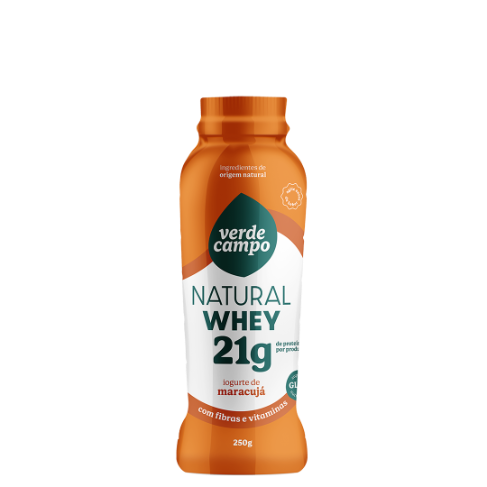 Iogurte Natural Whey Maracujá 21g de Proteína e 2,5g Fibras Verde Campo 250g