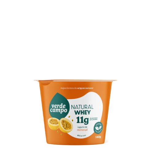 Iogurte Natural Whey Colherável Bicamada Maracujá 11g de Proteína Verde Campo 140g