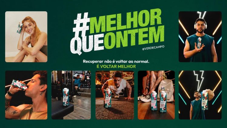 Colagem de pessoas consumindo bebida whey natural em diferentes momentos do dia, destacando praticidade e bem-estar.