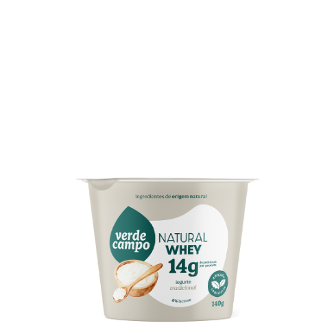 Iogurte Natural Whey Colherável Tradicional 14g de Proteína Verde Campo 140g