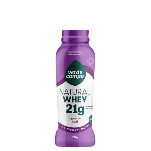 Iogurte Natural Whey Açaí 21g de Proteína e 2,5g Fibras Verde Campo 250g