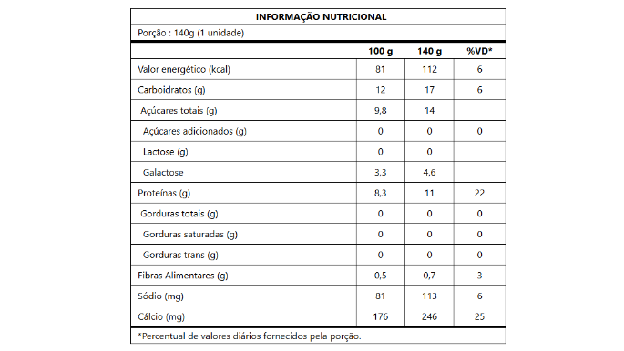 Informacao Nutricional Iogurte Natural Whey Colherável Bicamada Maracujá 11g de Proteína Verde Campo 140g